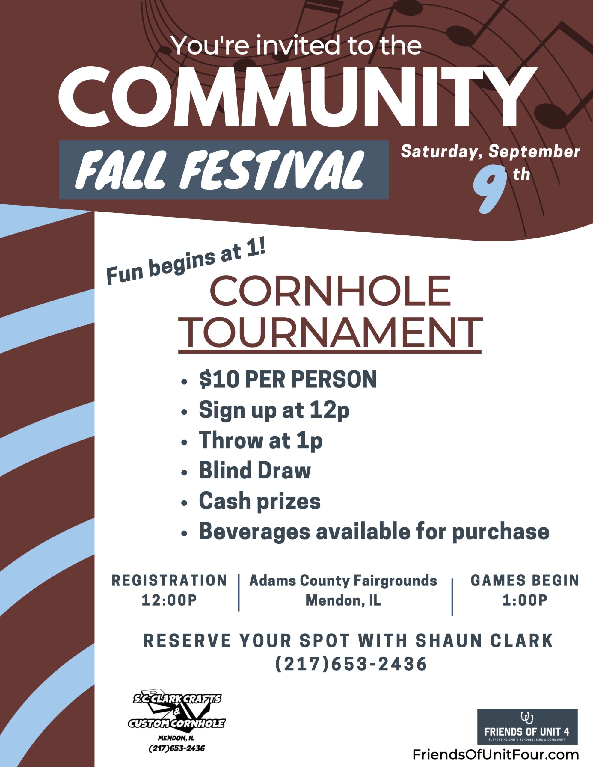 Community Fall Festival Cornhole Tournament Flyer